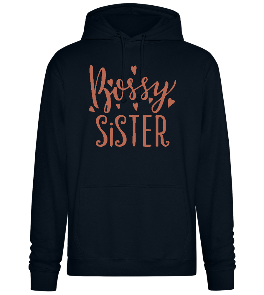 Bossy Sister Text Design - Premium Essential Unisex Hoodie_BLACK_front