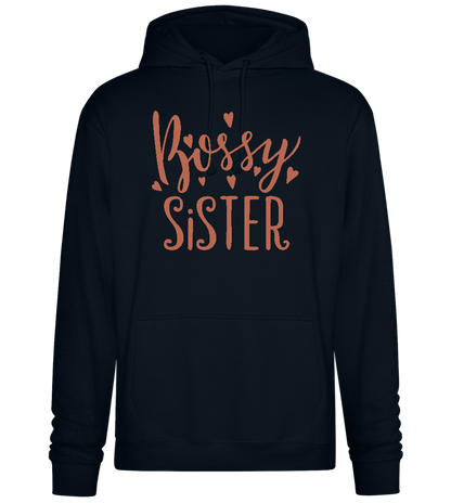 Bossy Sister Text Design - Premium Essential Unisex Hoodie_BLACK_front