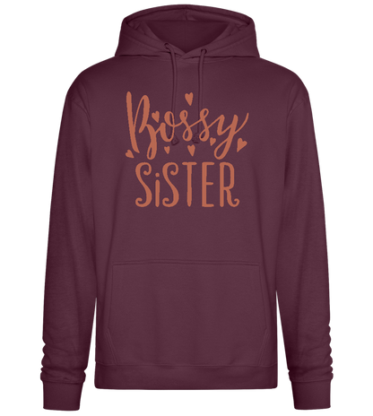 Bossy Sister Text Design - Premium Essential Unisex Hoodie_BORDEAUX_front