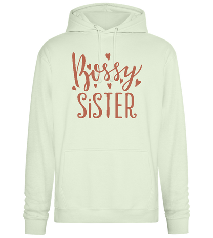 Bossy Sister Text Design - Premium Essential Unisex Hoodie_CREAMY GREEN_front