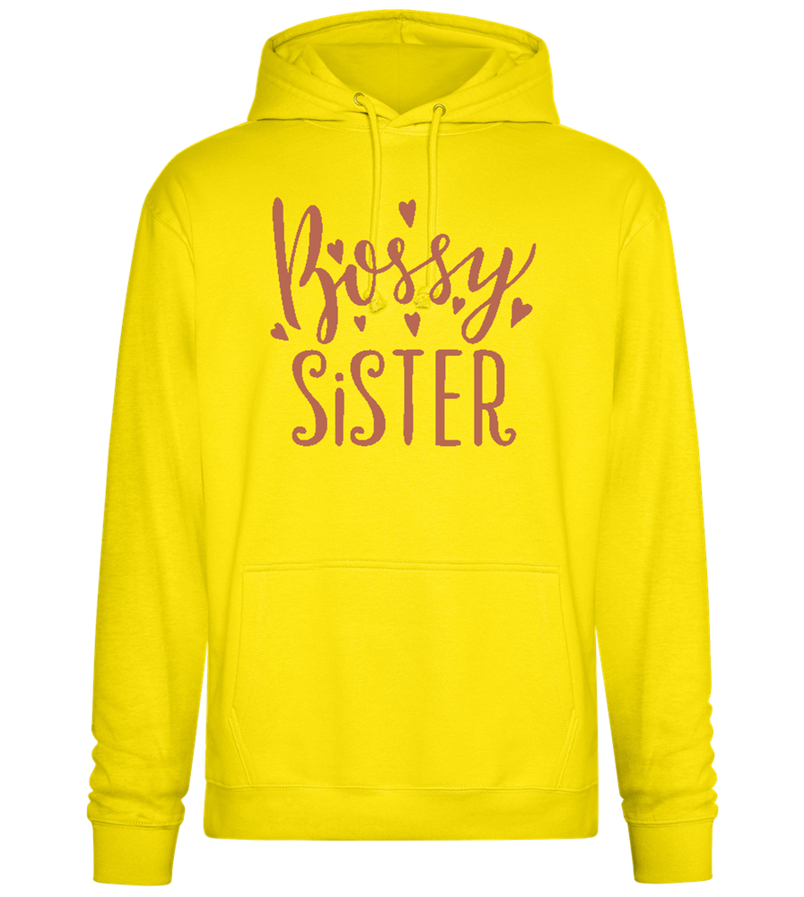 Bossy Sister Text Design - Premium Essential Unisex Hoodie_YELLOW_front