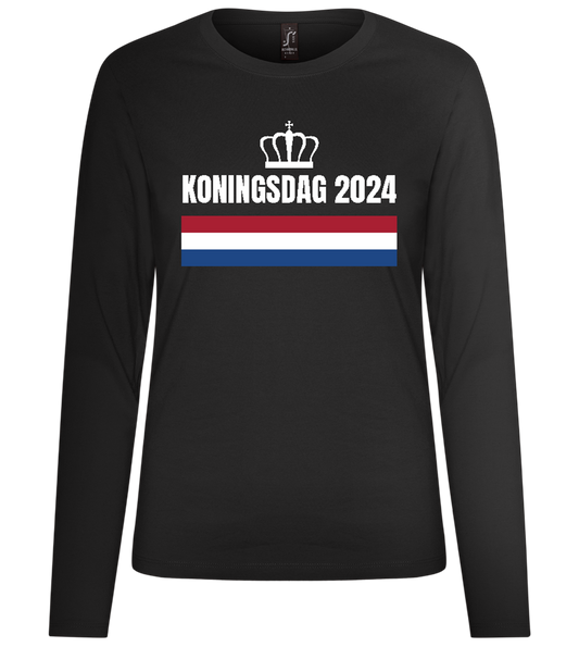 Kingsday Flag Design - Premium Women´s long sleeve t-shirt_DEEP BLACK_front