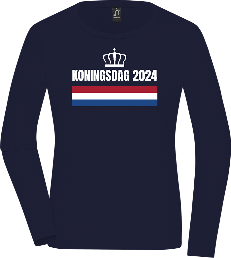 Kingsday Flag Design - Premium Women´s long sleeve t-shirt_FRENCH NAVY_front