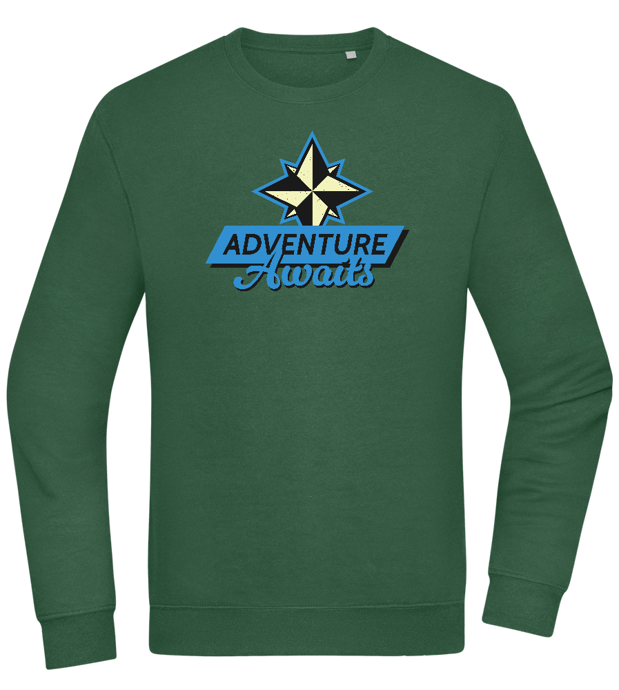 Adventure Awaits Design - Comfort Essential Unisex Sweater_GREEN BOTTLE_front