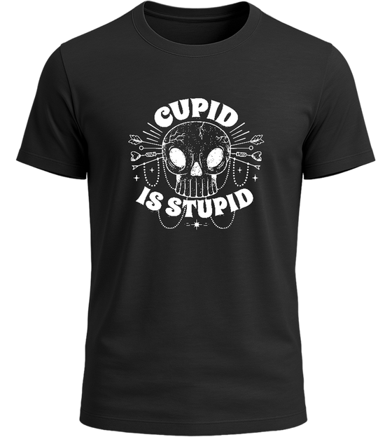 Cupid is Stupid Design - Basic Unisex T-Shirt_DEEP BLACK_front