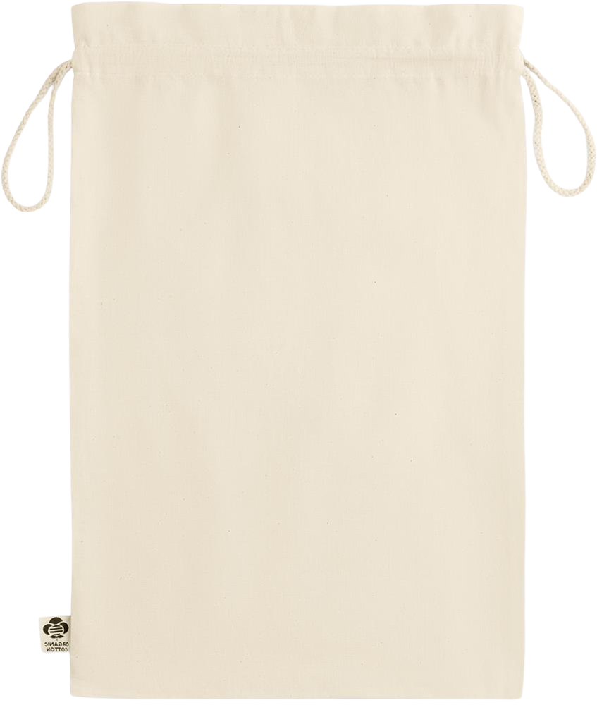 Zodiac Libra Design - Essential large organic drawcord gift bag_BEIGE_back