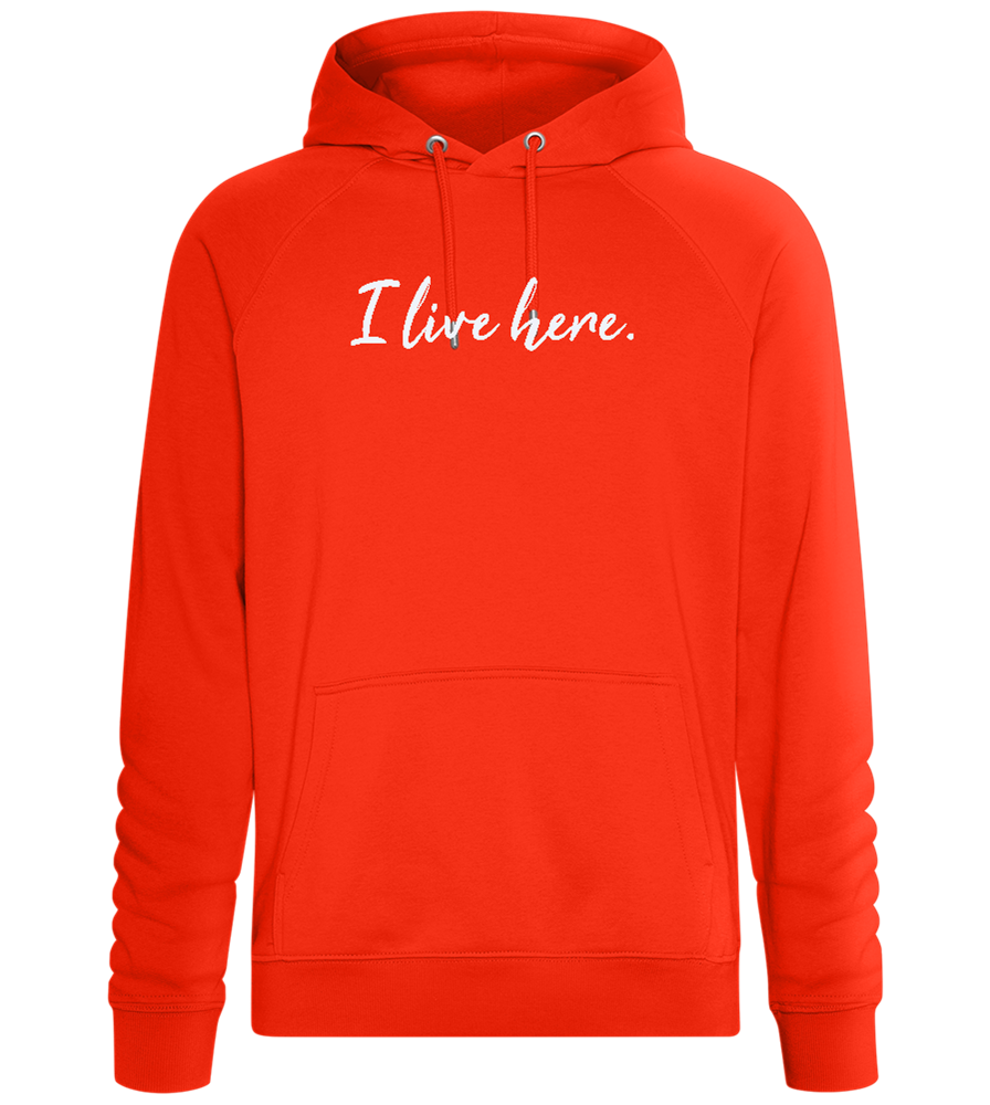 I Live Here Design - Comfort unisex hoodie_BURNT ORANGE_front