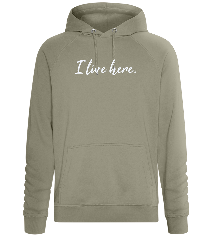 I Live Here Design - Comfort unisex hoodie_KHAKI_front