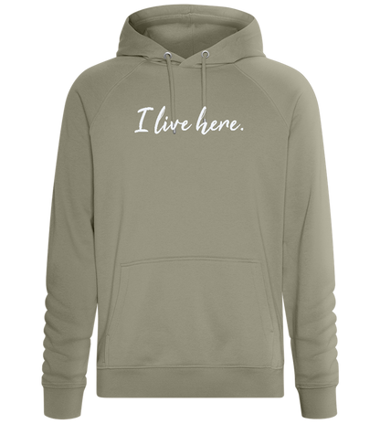 I Live Here Design - Comfort unisex hoodie_KHAKI_front