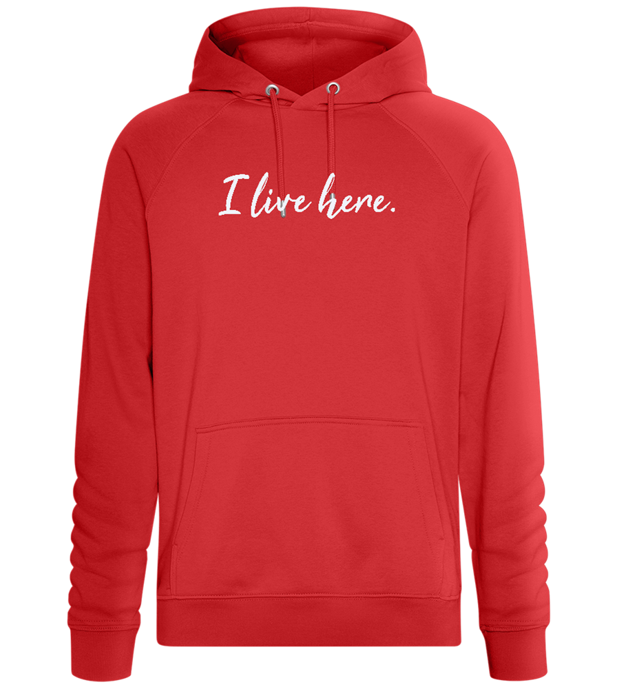 I Live Here Design - Comfort unisex hoodie_RED_front