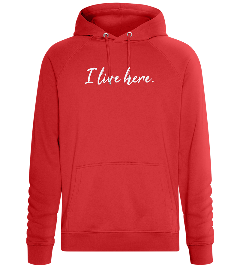 I Live Here Design - Comfort unisex hoodie_RED_front