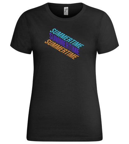 Summertime Design - Premium women's t-shirt_DEEP BLACK_front