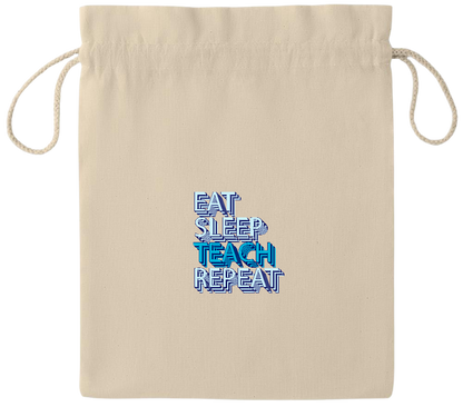 Eat Sleep Teach Repeat Design - Essential medium drawcord gift bag_BEIGE_front