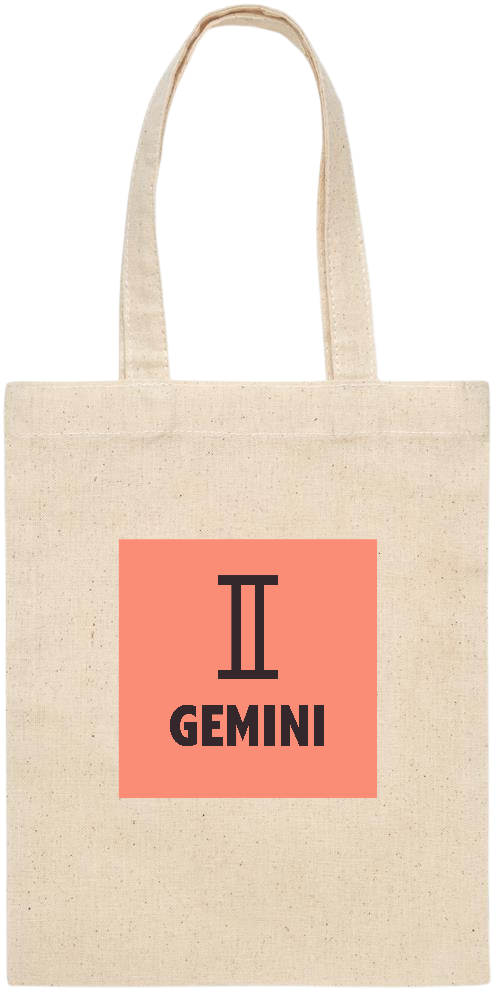 Zodiac Gemini Design - Essential small colored handle gift bag_BEIGE_front