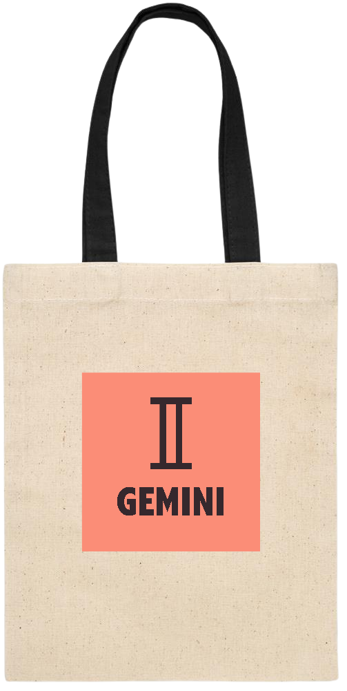 Zodiac Gemini Design - Essential small colored handle gift bag_BLACK_front