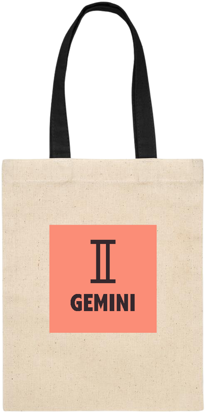 Zodiac Gemini Design - Essential small colored handle gift bag_BLACK_front