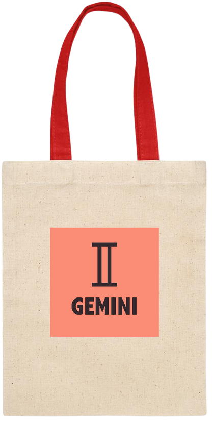 Zodiac Gemini Design - Essential small colored handle gift bag_RED_front