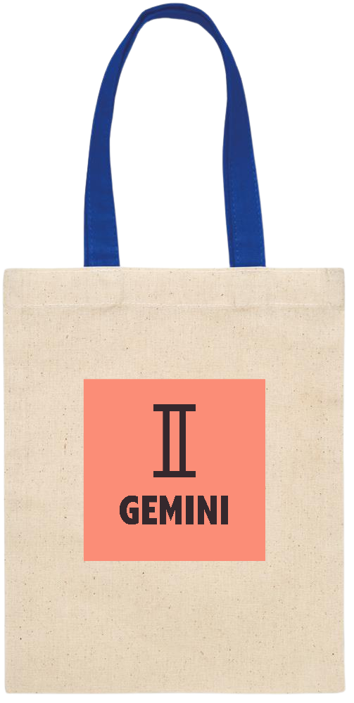 Zodiac Gemini Design - Essential small colored handle gift bag_ROYAL BLUE_front