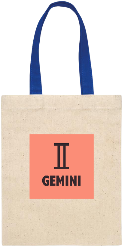 Zodiac Gemini Design - Essential small colored handle gift bag_ROYAL BLUE_front