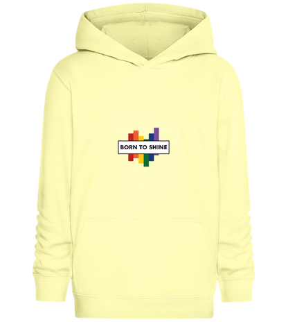 Born To Shine Rainbow Design - Comfort Kids Hoodie_AMARELO CLARO_front