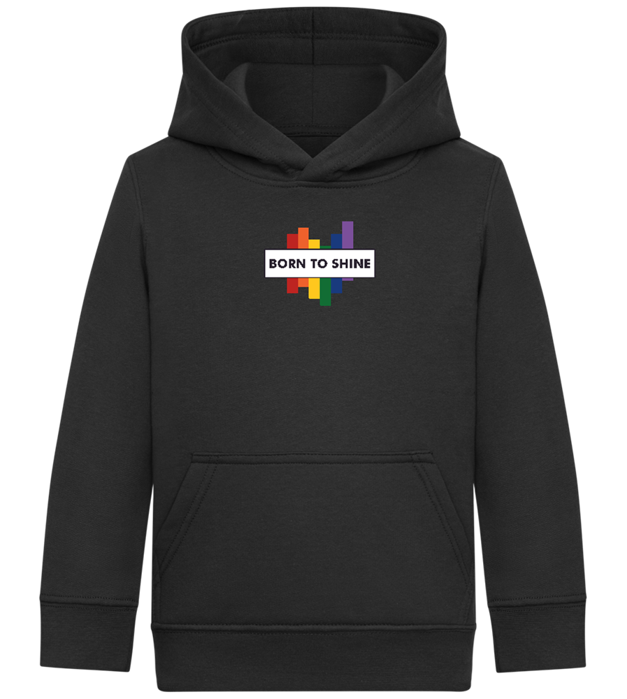 Born To Shine Rainbow Design - Comfort Kids Hoodie_BLACK_front