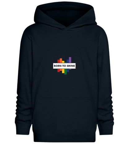 Born To Shine Rainbow Design - Comfort Kids Hoodie_BLACK_front