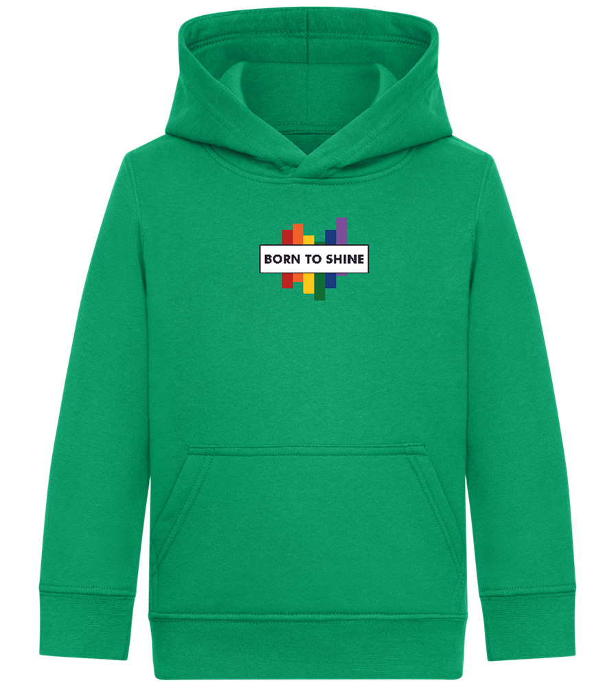 Born To Shine Rainbow Design - Comfort Kids Hoodie_MEADOW GREEN_front