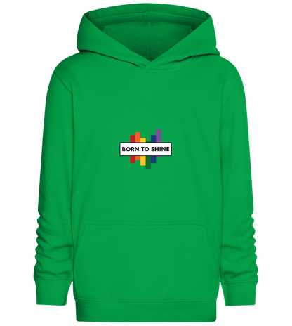 Born To Shine Rainbow Design - Comfort Kids Hoodie_MEADOW GREEN_front