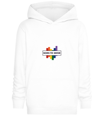 Born To Shine Rainbow Design - Comfort Kids Hoodie_WHITE_front