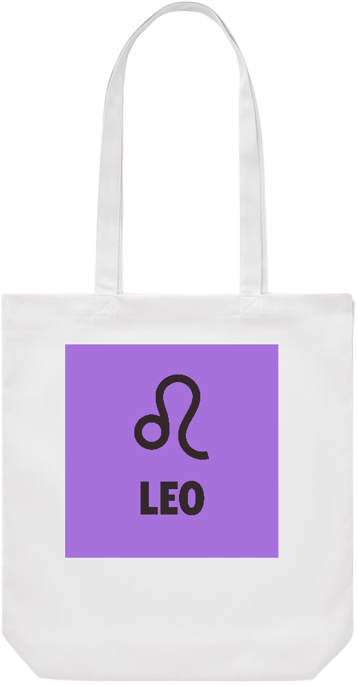 Zodiac Leo Design - Premium Canvas colored cotton shopping bag_WHITE_front