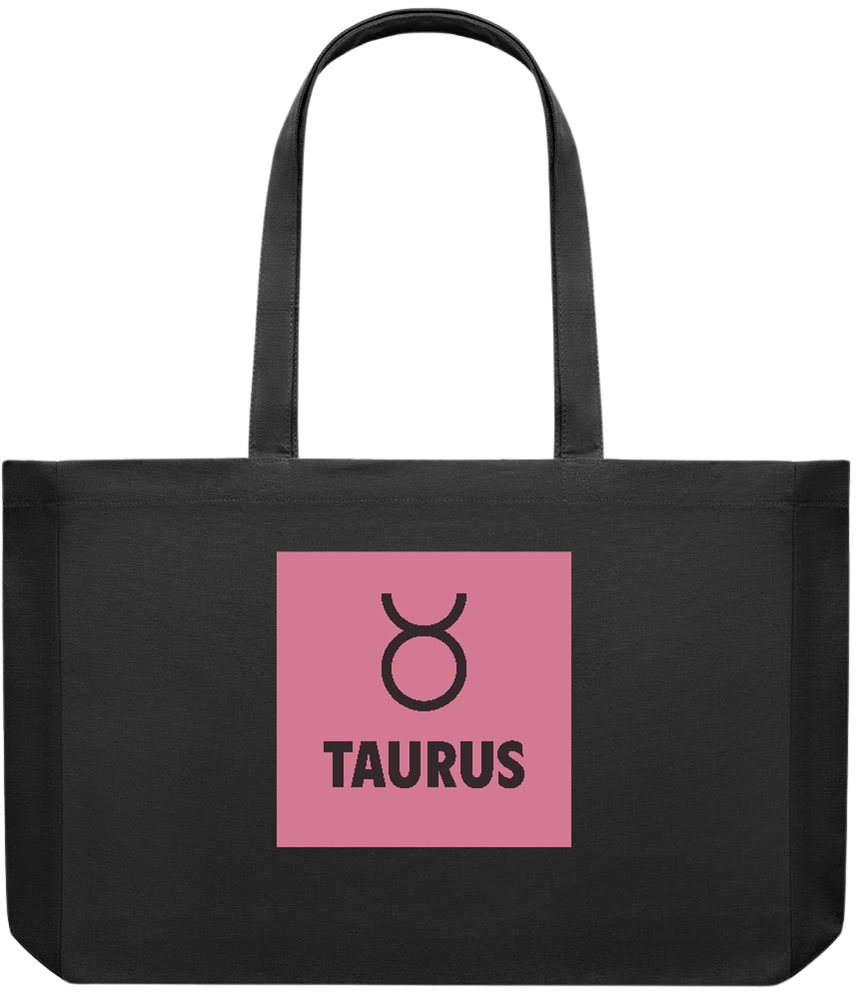 Zodiac Taurus Design - Premium large recycled shopping tote bag_BLACK_front