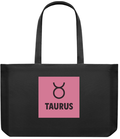 Zodiac Taurus Design - Premium large recycled shopping tote bag_BLACK_front