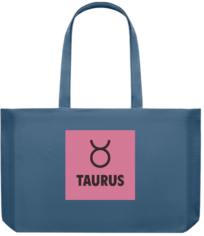 Zodiac Taurus Design - Premium large recycled shopping tote bag_BLUE_front