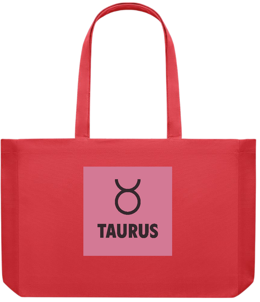 Zodiac Taurus Design - Premium large recycled shopping tote bag_RED_front