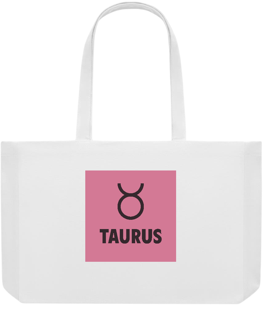 Zodiac Taurus Design - Premium large recycled shopping tote bag_WHITE_front