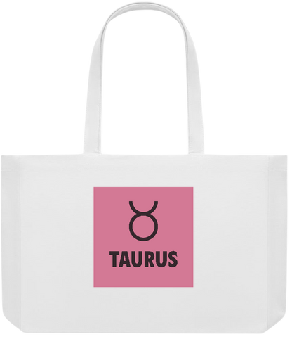 Zodiac Taurus Design - Premium large recycled shopping tote bag_WHITE_front