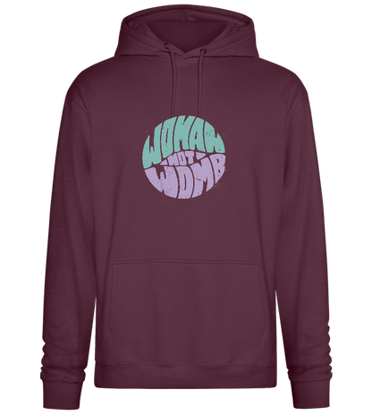 Woman not Womb Design - Premium Essential Unisex Hoodie_BORDEAUX_front