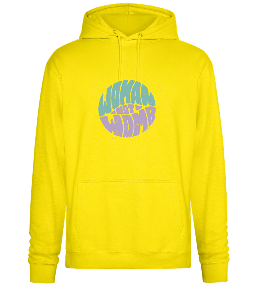 Woman not Womb Design - Premium Essential Unisex Hoodie_YELLOW_front