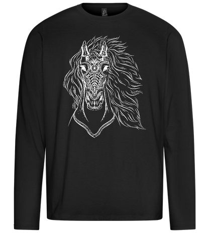 White Abstract Horsehead Design - Premium men's long sleeve t-shirt_DEEP BLACK_front