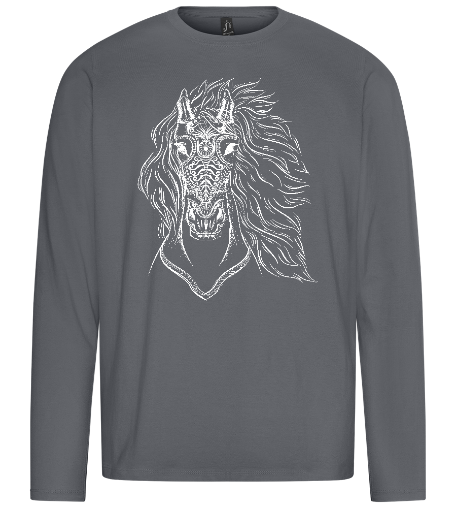 White Abstract Horsehead Design - Premium men's long sleeve t-shirt_MOUSE GREY_front