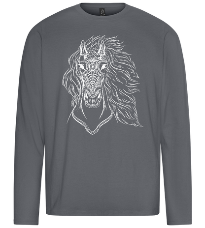 White Abstract Horsehead Design - Premium men's long sleeve t-shirt_MOUSE GREY_front