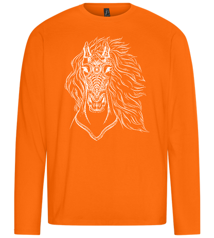 White Abstract Horsehead Design - Premium men's long sleeve t-shirt_ORANGE_front