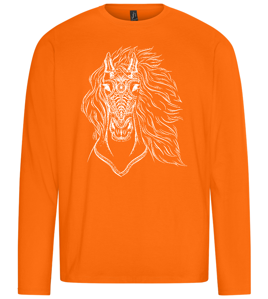 White Abstract Horsehead Design - Premium men's long sleeve t-shirt_ORANGE_front