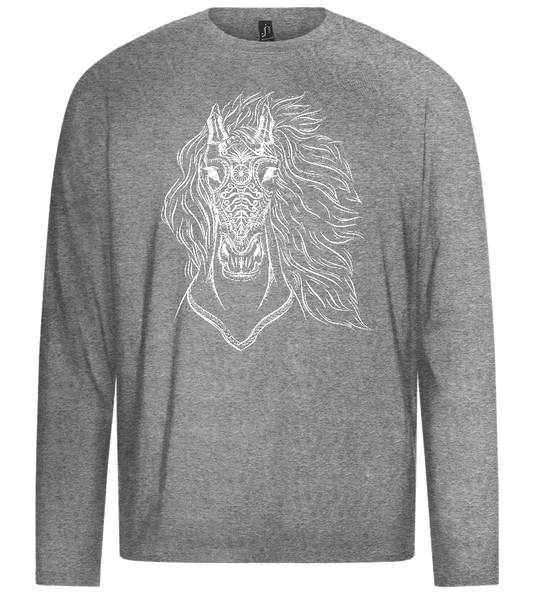 White Abstract Horsehead Design - Premium men's long sleeve t-shirt_ORION GREY_front