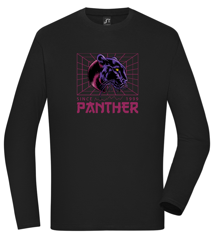 Retro Panther 2 Design - Comfort men's long sleeve t-shirt_DEEP BLACK_front