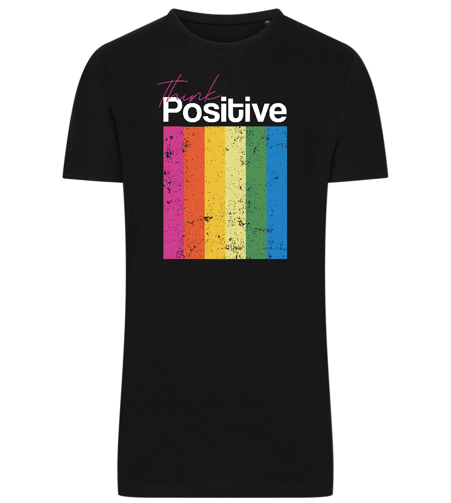 Think Positive Rainbow Design - Comfort men's long t-shirt_DEEP BLACK_front