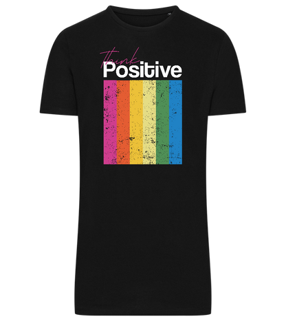 Think Positive Rainbow Design - Comfort men's long t-shirt_DEEP BLACK_front