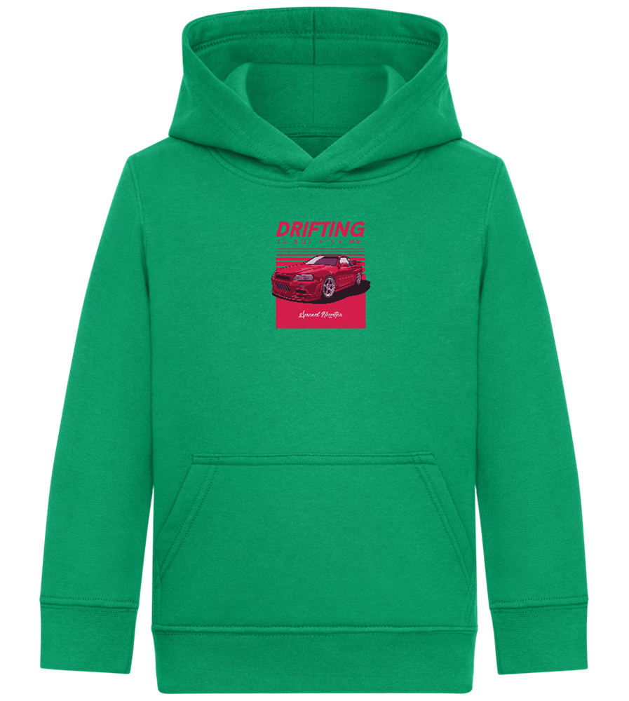 Drifting Not A Crime Design - Comfort Kids Hoodie_MEADOW GREEN_front