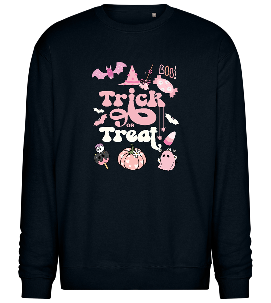 Pink Trick or Treat Design - Comfort Essential Unisex Sweater_BLACK_front