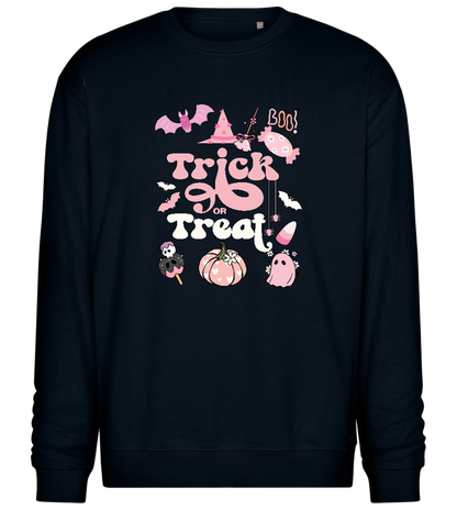 Pink Trick or Treat Design - Comfort Essential Unisex Sweater_BLACK_front